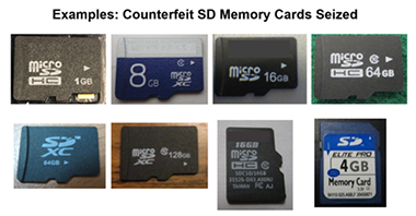 Examples: Counterfeit SD Memory Cards Seized